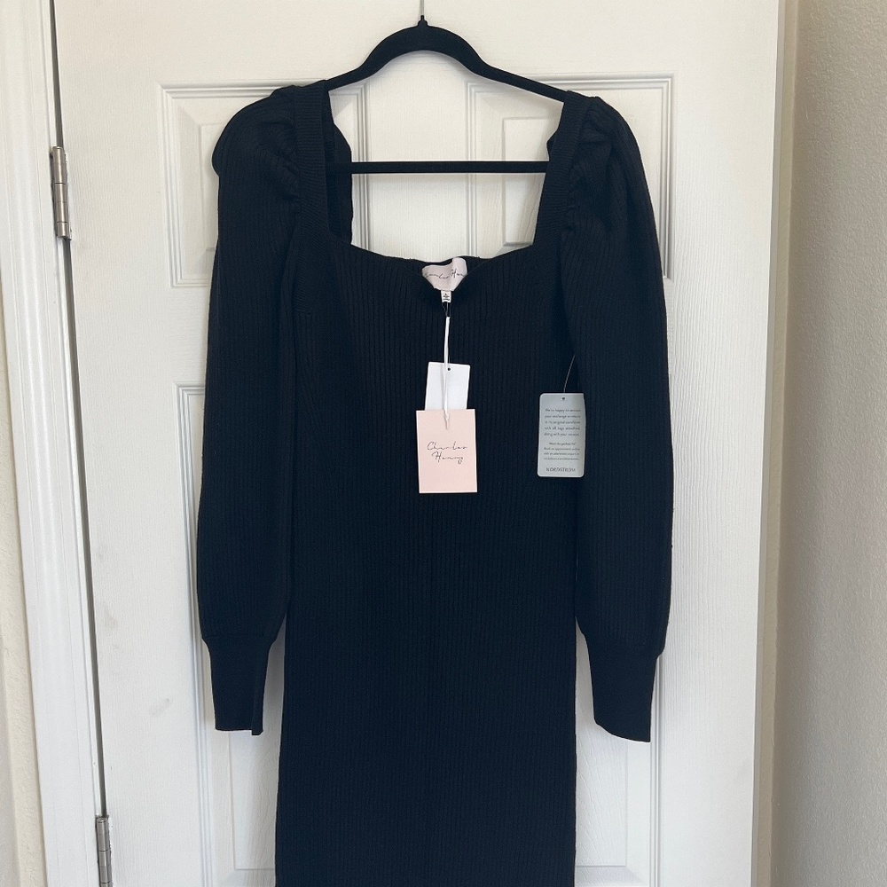 COPY - Black midi sweater dress with slit on side